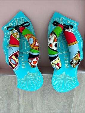 Pucci Iride Print Scuba Sandals Arancio In Blue Size 36
